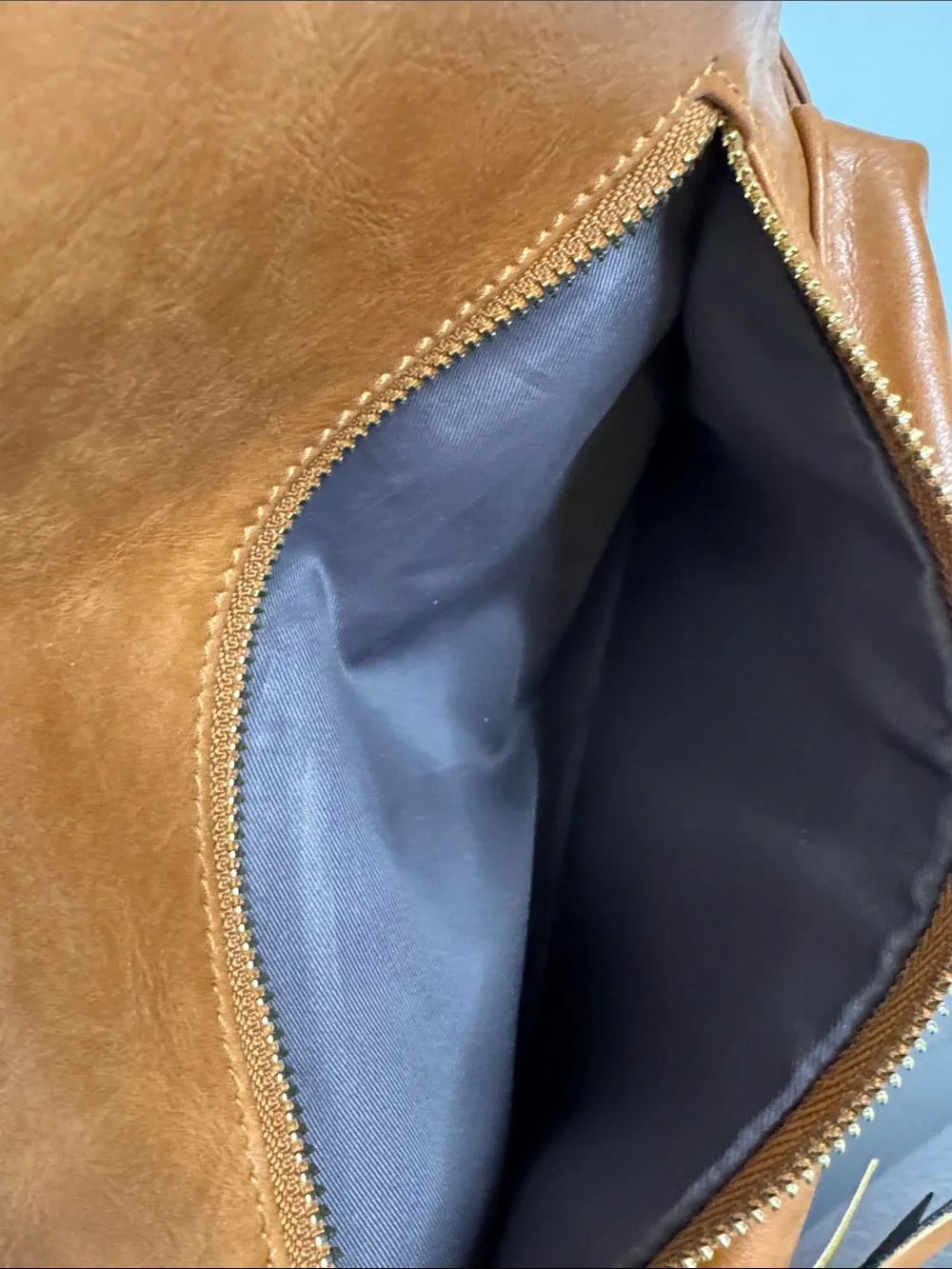 Women's Tan Faux Leather Backpack with Front Pockets